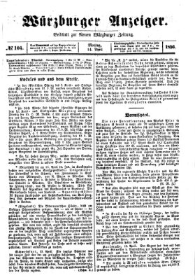 Würzburger Anzeiger (Neue Würzburger Zeitung) Montag 14. April 1856