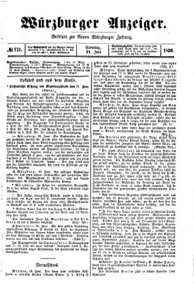 Würzburger Anzeiger (Neue Würzburger Zeitung) Samstag 21. Juni 1856