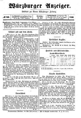 Würzburger Anzeiger (Neue Würzburger Zeitung) Sonntag 13. Juli 1856