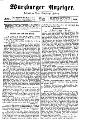 Würzburger Anzeiger (Neue Würzburger Zeitung) Montag 14. Juli 1856