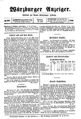 Würzburger Anzeiger (Neue Würzburger Zeitung) Sonntag 27. Juli 1856