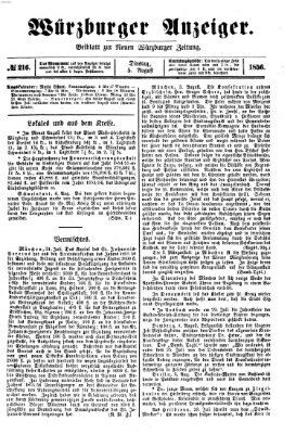 Würzburger Anzeiger (Neue Würzburger Zeitung) Dienstag 5. August 1856