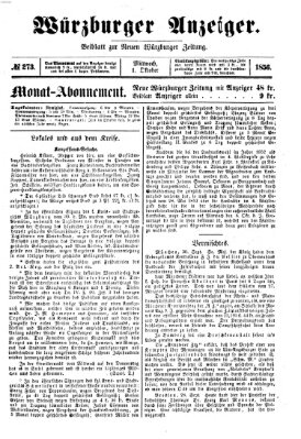 Würzburger Anzeiger (Neue Würzburger Zeitung) Mittwoch 1. Oktober 1856