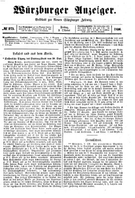 Würzburger Anzeiger (Neue Würzburger Zeitung) Freitag 3. Oktober 1856