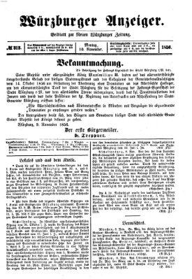 Würzburger Anzeiger (Neue Würzburger Zeitung) Montag 10. November 1856