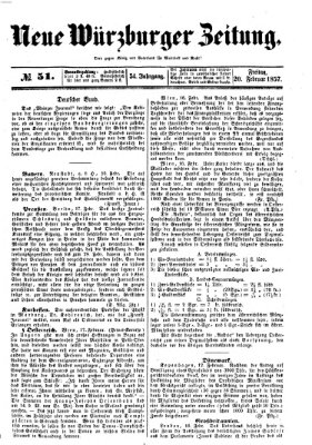 Neue Würzburger Zeitung Freitag 20. Februar 1857