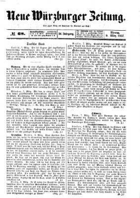 Neue Würzburger Zeitung Montag 9. März 1857