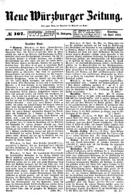 Neue Würzburger Zeitung Samstag 18. April 1857