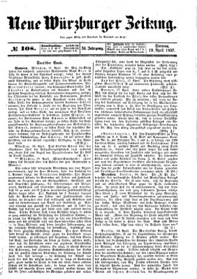 Neue Würzburger Zeitung Sonntag 19. April 1857