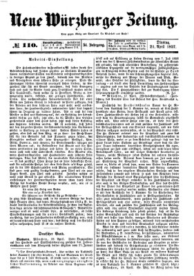 Neue Würzburger Zeitung Dienstag 21. April 1857