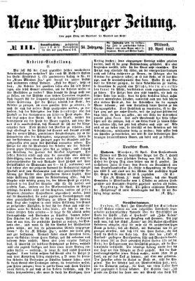 Neue Würzburger Zeitung Mittwoch 22. April 1857