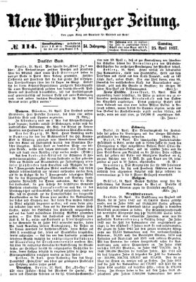 Neue Würzburger Zeitung Samstag 25. April 1857