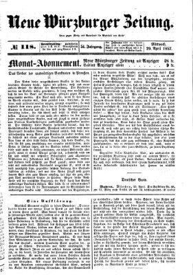 Neue Würzburger Zeitung Mittwoch 29. April 1857