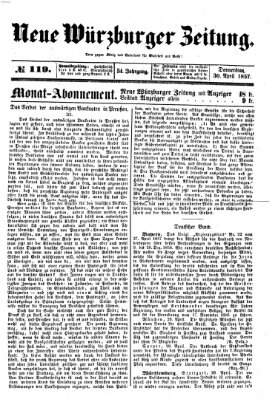 Neue Würzburger Zeitung Donnerstag 30. April 1857