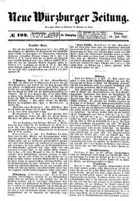 Neue Würzburger Zeitung Dienstag 14. Juli 1857