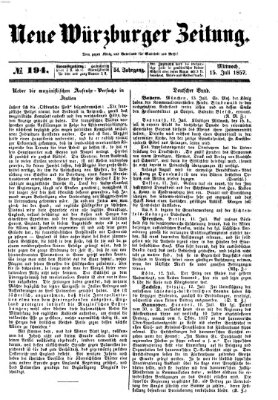 Neue Würzburger Zeitung Mittwoch 15. Juli 1857