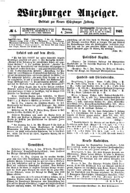 Würzburger Anzeiger (Neue Würzburger Zeitung) Sonntag 4. Januar 1857