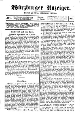 Würzburger Anzeiger (Neue Würzburger Zeitung) Mittwoch 14. Januar 1857