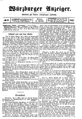 Würzburger Anzeiger (Neue Würzburger Zeitung) Montag 16. Februar 1857