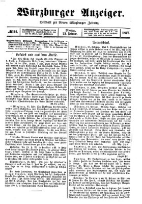 Würzburger Anzeiger (Neue Würzburger Zeitung) Montag 23. Februar 1857