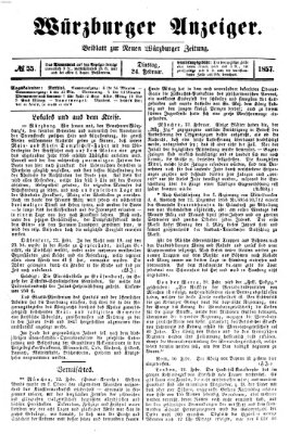 Würzburger Anzeiger (Neue Würzburger Zeitung) Dienstag 24. Februar 1857