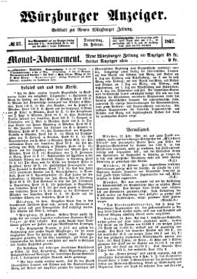 Würzburger Anzeiger (Neue Würzburger Zeitung) Donnerstag 26. Februar 1857