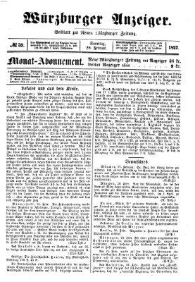 Würzburger Anzeiger (Neue Würzburger Zeitung) Samstag 28. Februar 1857