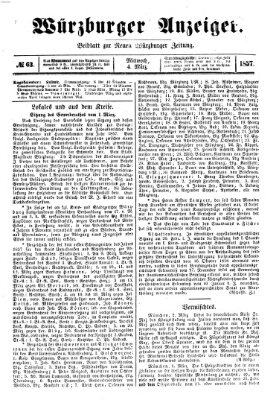 Würzburger Anzeiger (Neue Würzburger Zeitung) Mittwoch 4. März 1857