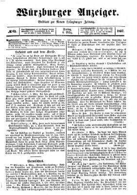 Würzburger Anzeiger (Neue Würzburger Zeitung) Freitag 6. März 1857