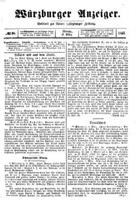 Würzburger Anzeiger (Neue Würzburger Zeitung) Montag 9. März 1857