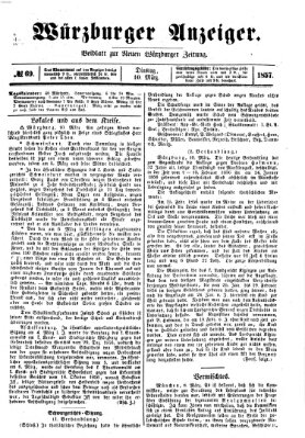 Würzburger Anzeiger (Neue Würzburger Zeitung) Dienstag 10. März 1857