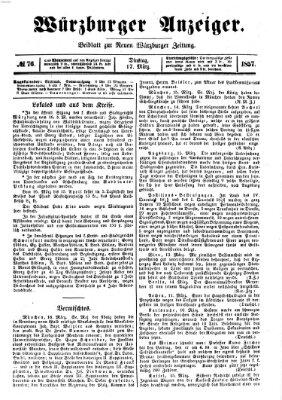 Würzburger Anzeiger (Neue Würzburger Zeitung) Dienstag 17. März 1857