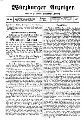 Würzburger Anzeiger (Neue Würzburger Zeitung) Dienstag 31. März 1857