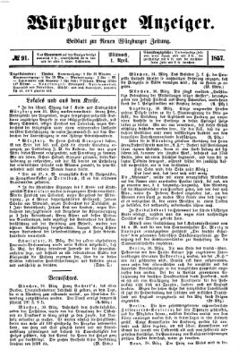 Würzburger Anzeiger (Neue Würzburger Zeitung) Mittwoch 1. April 1857