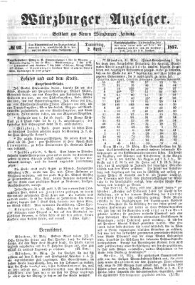 Würzburger Anzeiger (Neue Würzburger Zeitung) Donnerstag 2. April 1857