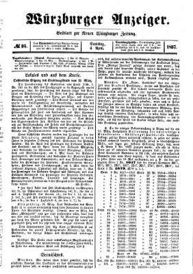 Würzburger Anzeiger (Neue Würzburger Zeitung) Samstag 4. April 1857