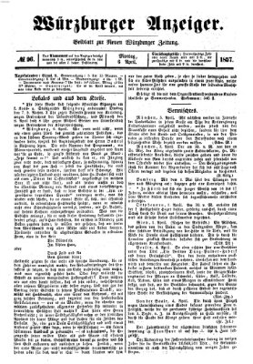 Würzburger Anzeiger (Neue Würzburger Zeitung) Montag 6. April 1857