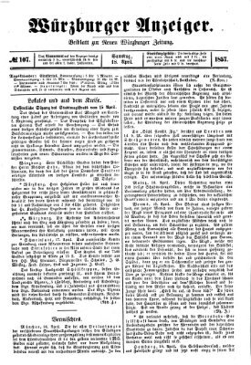 Würzburger Anzeiger (Neue Würzburger Zeitung) Samstag 18. April 1857