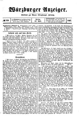 Würzburger Anzeiger (Neue Würzburger Zeitung) Freitag 24. April 1857