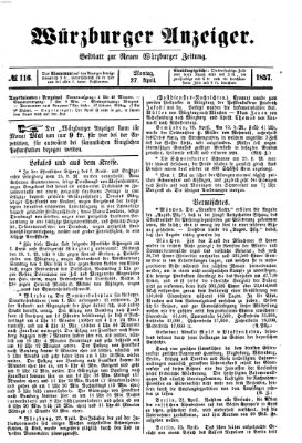 Würzburger Anzeiger (Neue Würzburger Zeitung) Montag 27. April 1857