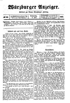 Würzburger Anzeiger (Neue Würzburger Zeitung) Donnerstag 4. Juni 1857