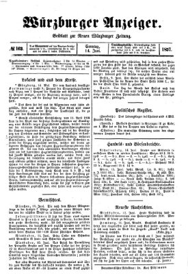 Würzburger Anzeiger (Neue Würzburger Zeitung) Sonntag 14. Juni 1857