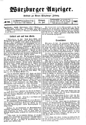 Würzburger Anzeiger (Neue Würzburger Zeitung) Mittwoch 15. Juli 1857