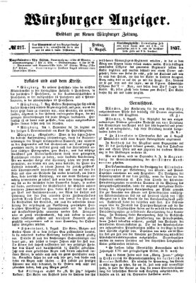 Würzburger Anzeiger (Neue Würzburger Zeitung) Freitag 7. August 1857