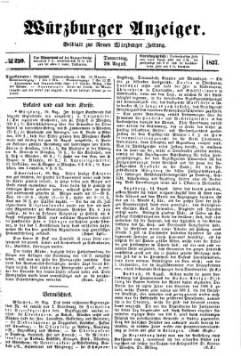 Würzburger Anzeiger (Neue Würzburger Zeitung) Donnerstag 20. August 1857