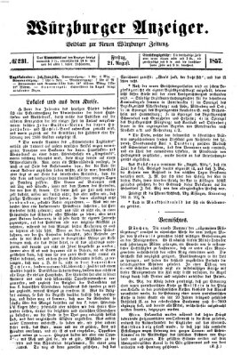 Würzburger Anzeiger (Neue Würzburger Zeitung) Freitag 21. August 1857