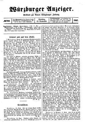 Würzburger Anzeiger (Neue Würzburger Zeitung) Samstag 12. September 1857