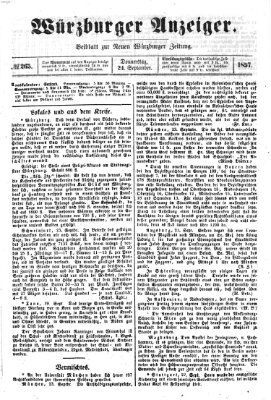 Würzburger Anzeiger (Neue Würzburger Zeitung) Donnerstag 24. September 1857