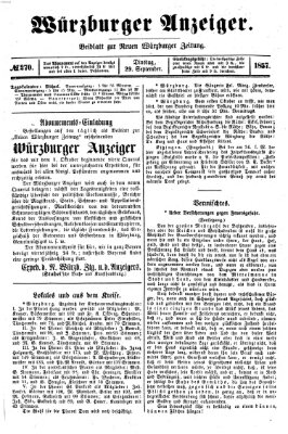 Würzburger Anzeiger (Neue Würzburger Zeitung) Dienstag 29. September 1857