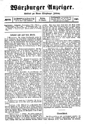 Würzburger Anzeiger (Neue Würzburger Zeitung) Freitag 2. Oktober 1857